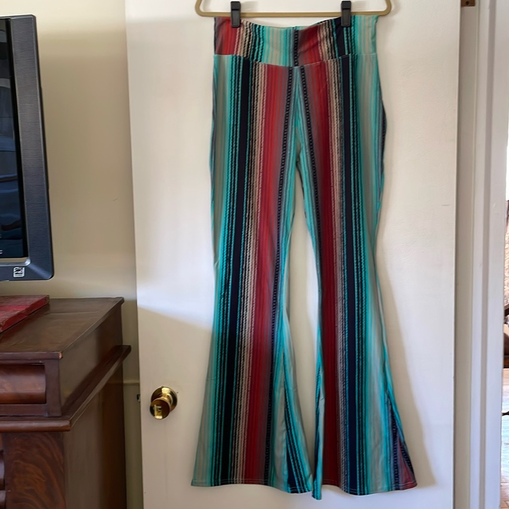 Crazy Train Multicolor Stripe Pull On Stretch Fla… - image 2